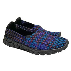Zee Alexis Stella Woven Slip-on Shoes Size 9 Black Blue Purple Comfort Light